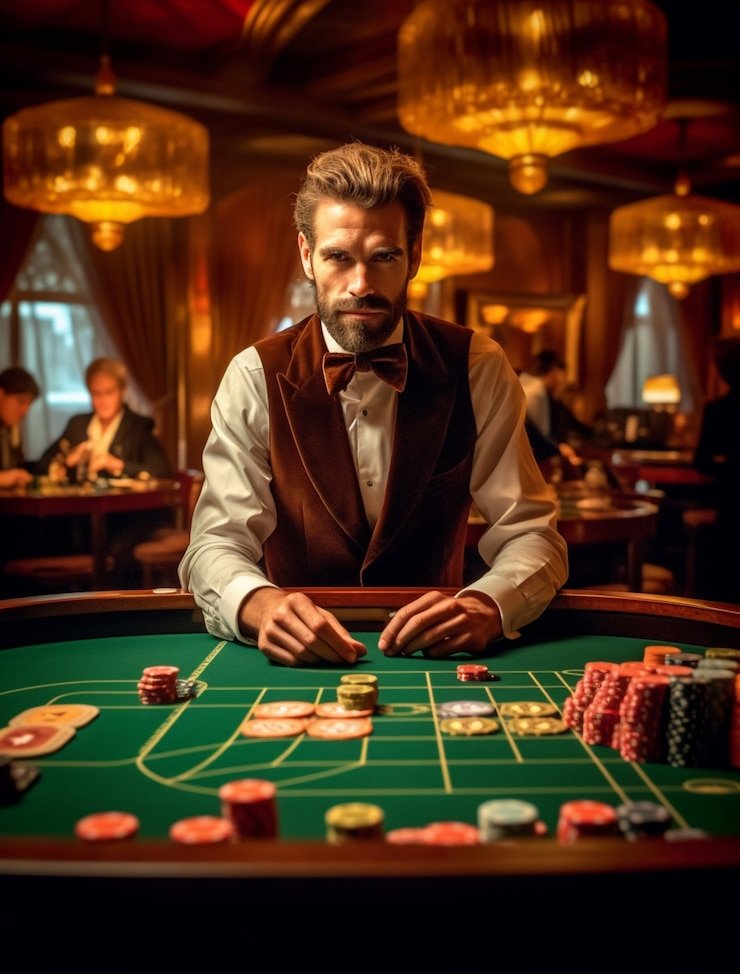 Meja Blackjack live dengan dealer Relax Gaming menunjukkan kartu dan opsi pemain