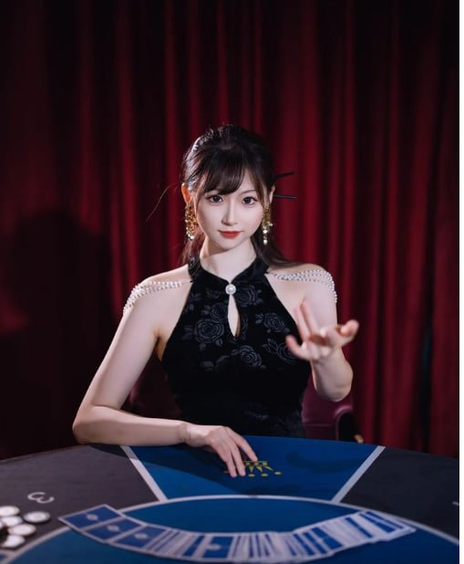 Tata letak meja Three Card Poker dengan area taruhan Ante, Play, dan Pair Plus